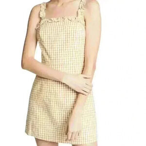 Lost+Wander Yellow Mimosa Ruffled Gingham Sleeveless Mini Dress